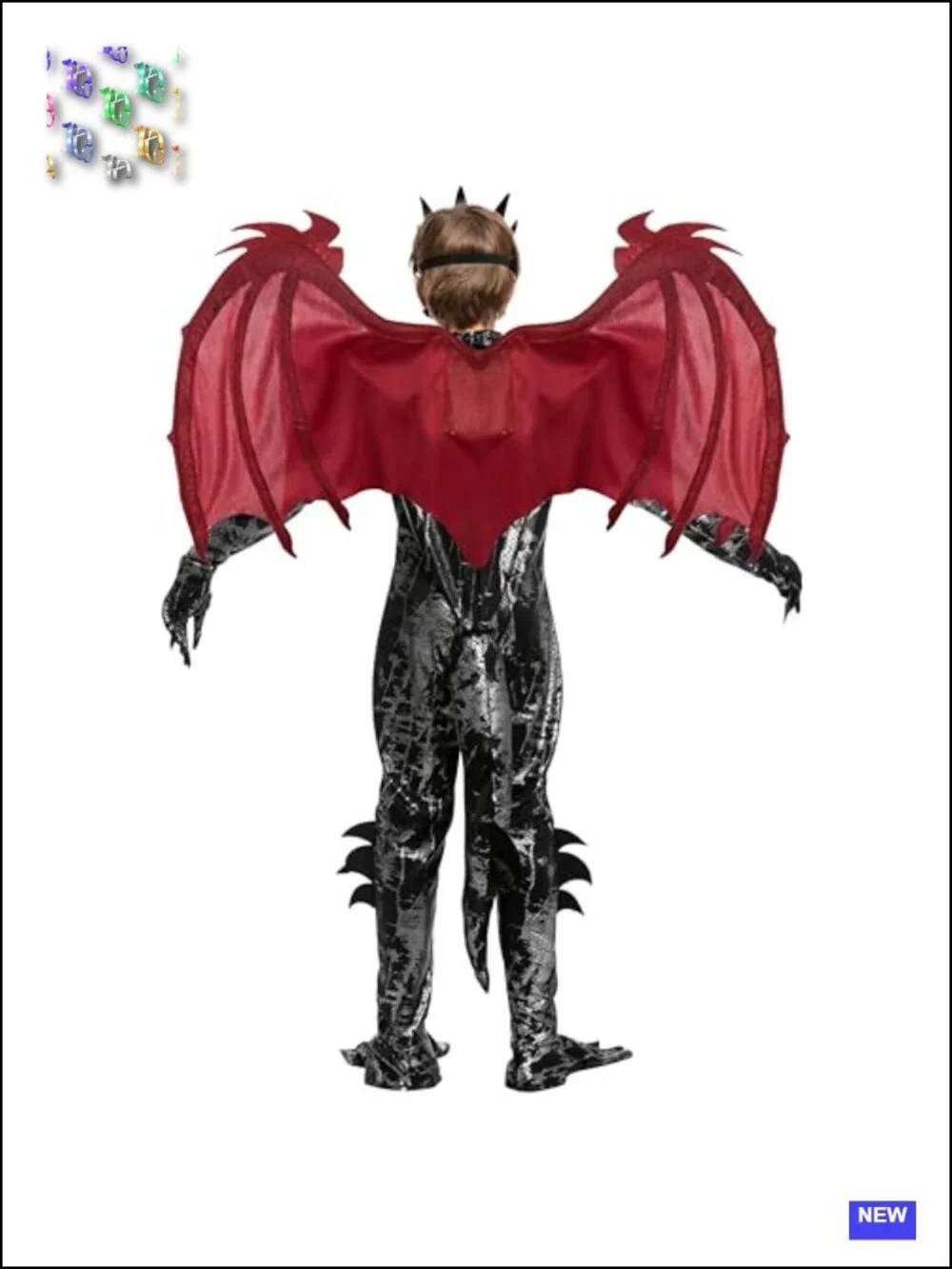Kids Dragon Costume Boys Halloween Deluxe Set Mask Wings Jumpsuit Gloves Tail